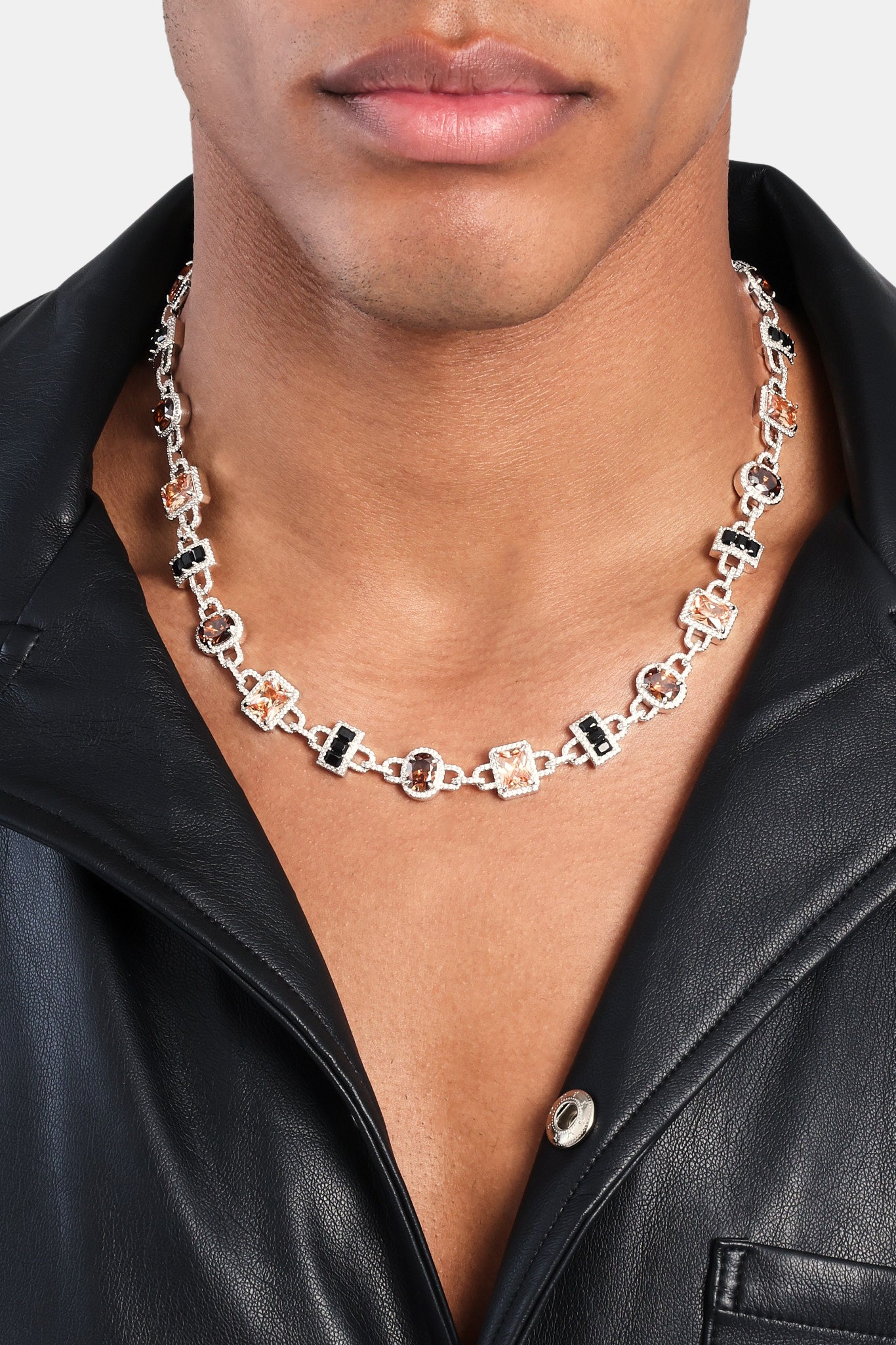 Iced Chocolate Mixed Shape Edelsteinkette - Weiß